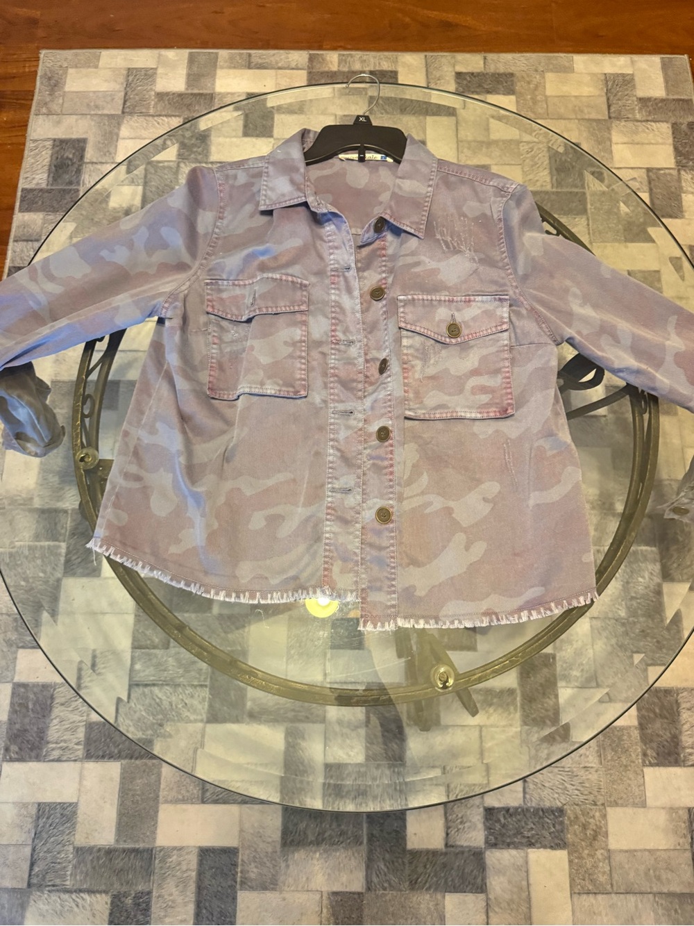 Girls' Camo Button-Front Jacket - Pink Lavender